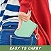 Aiawoxc Credit Card Holder for Women, Small RFID Wallet Slim Leather Business Card Organizer Case with Zipper and Keychain, Green
