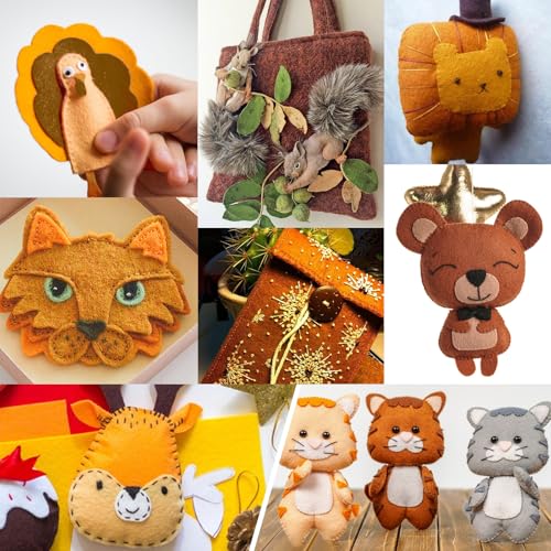 Image of XSEINO 12 Rolls 8 inchx35 inch(20.5x90cm) 1.4mm Thick Soft Felt Fabric Sheet 12 Assorted Brown Series Colors Felt Pack for DIY Craft Sewing Squares Nonwoven Patchwork