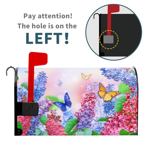 Image of Spring Flower Mailbox Covers Magnetic Standard Size 21 X 25.5 Inch Butterfly Magnetic Mailbox Cover Summer Floral Mailbox Wraps Post Box Cover Decoration Outdoor Garden Home Yard Outside