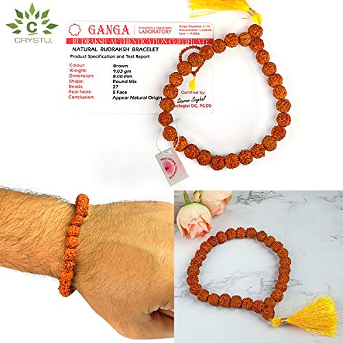 Image of Certified Natural Crystal Stone 8 mm Round Beads Bracelet for Men & Women | Reiki Charged Gemstone Bracelet | Multiple Stone Variants Available