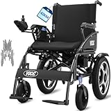 VOCIC V58 Foldable Electric Wheelchair, 26 Miles Range, Max 150KG, Outdoor Power Wheelchair with 40CM Pneumatic Tyres for All Terrains, Powerful 500W Motor, 45cm Soft Seat, 5 Year Support(Black)