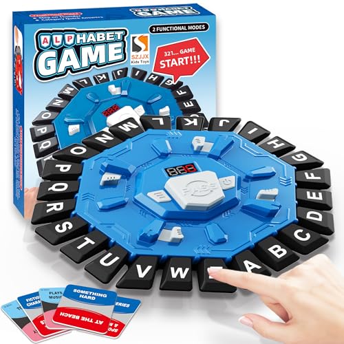 Word Game Family Board Games for Kids & Adults with 2 Modes,220 Topic Categories 24 Letters Pressing Games,Fun Fast-Paced Learning Game with English Pronunciation for Boys Girls Age 3+,35 Cards,Blue