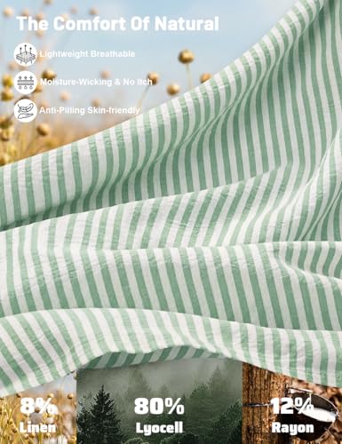 Image of TARSE Womens Striped Linen Barrel Pants with Pockets Y2k Patchwork
