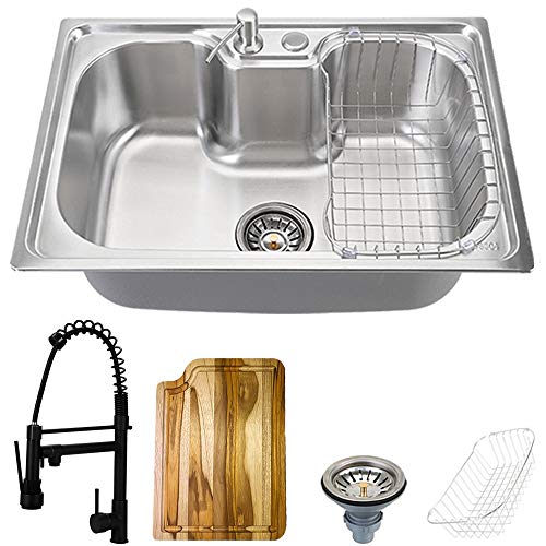 Pingoo.Casa, Kit Cuba para Cozinha com Acessórios e Tábua de Corte, Gourmet, Aço Inox, Carajás e Tor