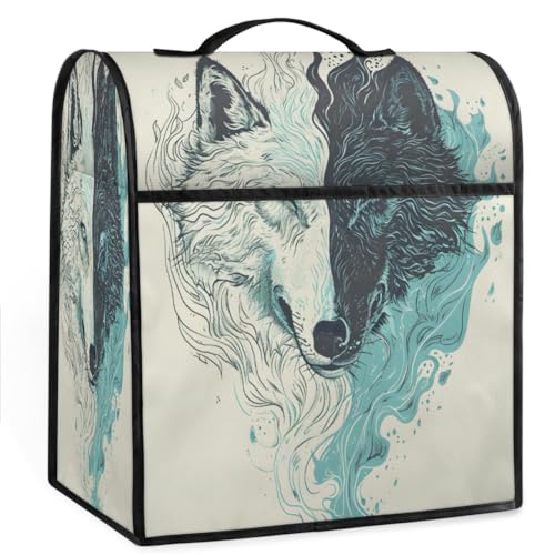 Coffee Maker Cover Bohemian Wolf Pattern Kitchen Appliance Covers Small Appliance Covers Blender Cover Juicer Cover Dust Covers for Kitchen Appliances with Top Handle and Pockets,Washable,B840