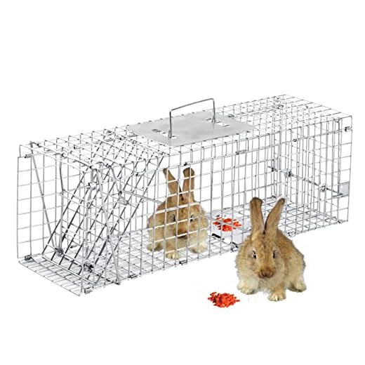 Meibangzz Animal Traps,Live Animal Trap for Cats,Rabbits, Squirrels,cat Trap for Stray Cats, Live Traps for Raccoons, Stainless Steel Foldable with Pedal Triggers (24 x 7 x 8 inches)