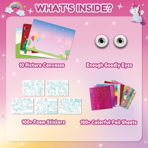 image for ZMLM Foil Art Kit for Kids - Arts Crafts Fun Mess Free Activity, Gifts