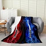 Lightsaber Fleece Throw Blanket for Bed Sofa Couch,Light Saber Sword Flannel Fuzzy Blanket,All Season Luxury Red Blue Smokey Bed Blanket Room Decor Plush Blanket 40'x50'