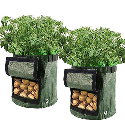 Librao Lot de 2 sacs à plantation pour pommes de terre, étanches, en polyéthylène et à rabat - 26,5 l, 7 Gallon Cover