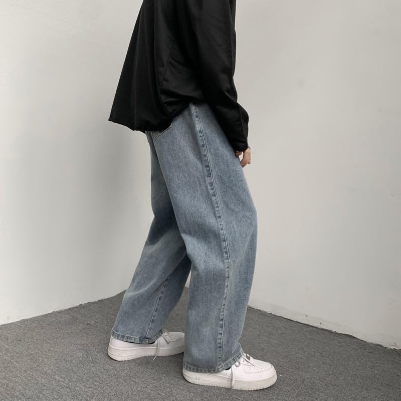 Men's Summer Pants Elastic Waist Straight Leg Jeans4