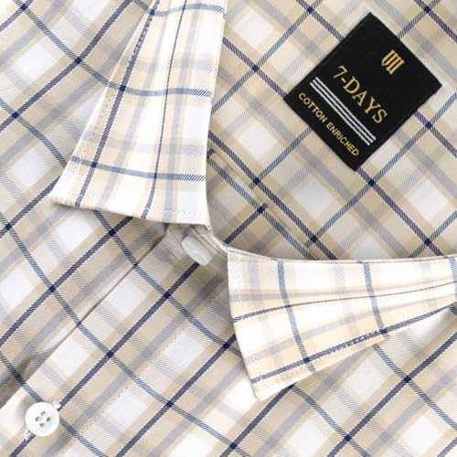 Image of 7-DAYS Men's Premium Checks Formal Shirt - Cotton Rich, Regular Fit, Full Sleeve, with Pocket, Wrinkle Resistant - Stylish Office & Everyday Wear.