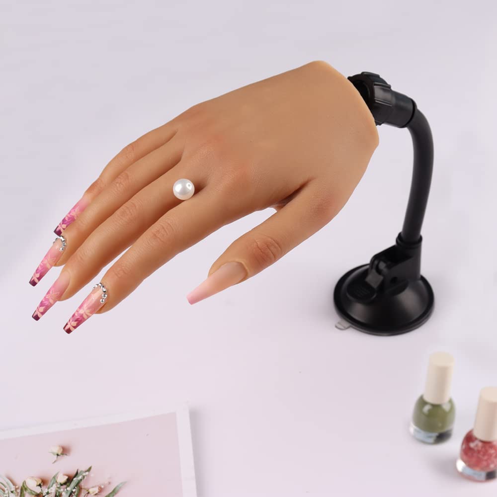 KnowU Mano para Practicar Uñas, Silicona Mano Practicas Manicura con Soporte, Mano de Practicas de Uñas, Right