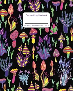 Paperback Neon Mushroom Composition Notebook: Wide ruled 100 pages 7.5 x 9.25 Book