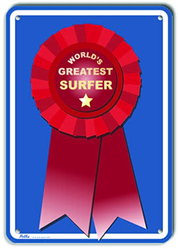 Panneau en aluminium World's Greatest Surfer Rouge 17,8x25,4 cm PKWG-0181-NA