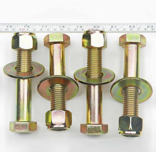 Image of 7 /8 inch x 4-1 /2 inch Hex Head Bolt by Color Galvanization with Nylon Lock nut and Large Size Washer Assortment Kit,Alloy Steel,Grade 8.(4pcs Pack),by Metalsuberg