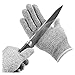 CAARLA Safety Anti Cut Gloves H+P+P+E Level 5 Safety Cut-Resistant Gloves Anti Cut Proof Grey Anti-Cut Level Work Garden Butcher Gardening Handguard Kitchen Tool(Large)