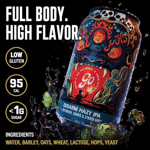 Image of Go Brewing Disarm Hazy IPA, NA Beer, 12 Pack (12 oz) | Small-Batch Craft Brew, Low-Calorie, Classic Ingredients, Bold Smooth Finish, Any Occasion