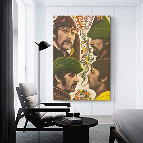 LORGL Poster rétro The Beatles – Peinture murale décorative sur toile – Décoration moderne pour chambre à coucher – 50 x 75 cm - Les Beatles, Paul McCartney, John Lennon, RIngo Starr, George Harrison LORGL Poster rétro The Beatles - Peinture murale décorative sur toile - Décoration moderne pour chambre à coucher - 50 x 75 cm – Image 4
