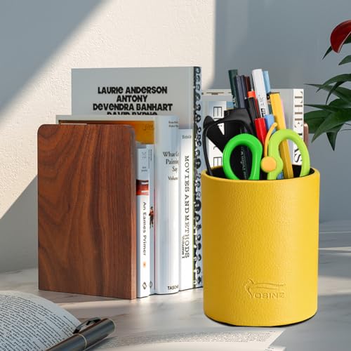 Image of Pen Pencil Holder Cup Container PU Leather Desk Organizer Stand Decor Brush Scissor Holder Decoration Office Desk Home School