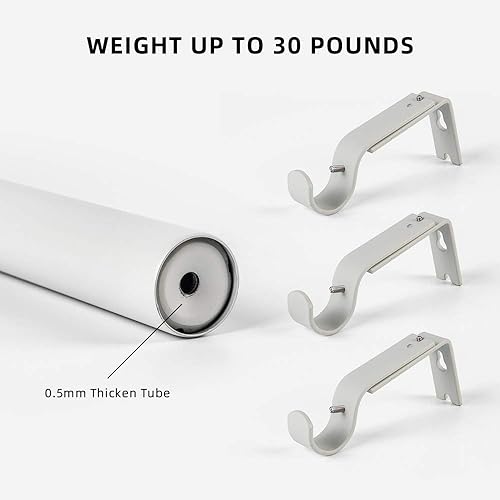 Miniatura 5 de Ycolnaefllr Barra de cortina individual de 1 pulgada de diámetro para ventanas, cortineros decorativos de longitud ajustable de 84 a 120 pulgadas,