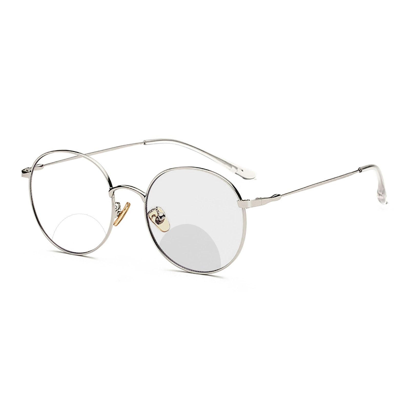 Fashion Round Bifocal Reading Glasses Men Sun Photochromic Metal Frame Transition Presbyopia Female