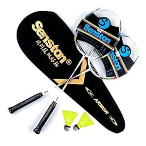 Senston 2 Player Badminton Racket Set,Graphite Shaft Badminton Racquet – Including 1 Badminton Bag/2 Rackets/2 Overgrip