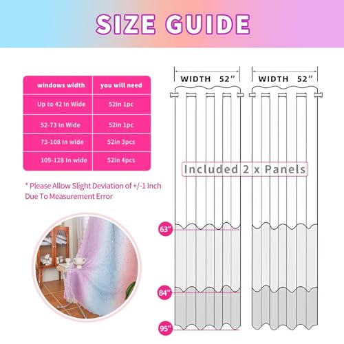 Image of 52x95 Mix & Match Double Layer Laser-Cut Stars Gradient Blackout Curtains with Foil Print Sheer, 2 Panels Set - Purple Blue Pink