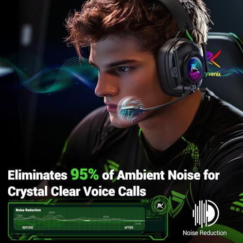 Wireless Gaming Headset with Microphone for PC, PS5, PS4, Switch, Mac, 2.4GHz Wireless & Bluetooth, Cool RGB Lighting, 40Hr Battery, 50mm Drivers Black - Image 4