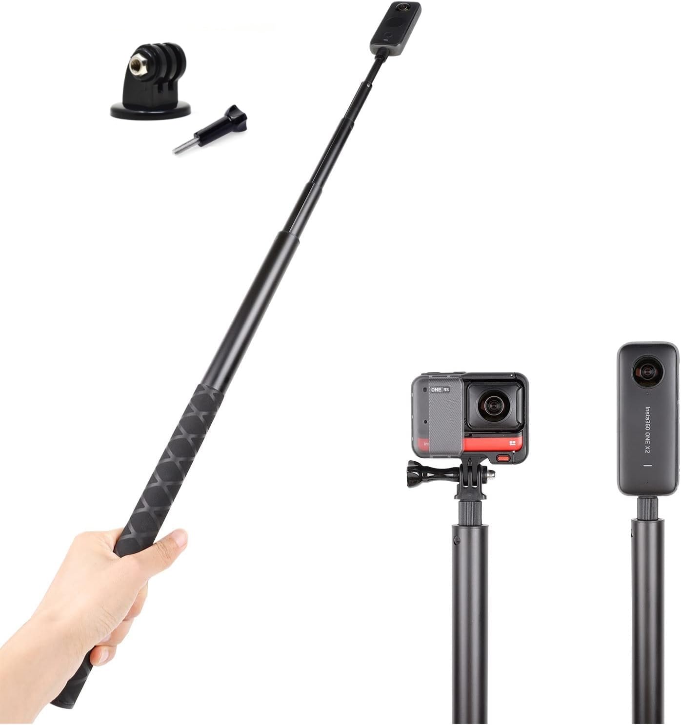SHOPEE Long 44nch Invisible Selfie Stick Compatible with Insta360 ONE X4, X3, X2, X, Insta360 ONE R, RS, Insta 360 Camera 1/4" /Hero 12/11/10/9, SJCAM, and Other Action Cameras Extended Monopod Pole-image-41