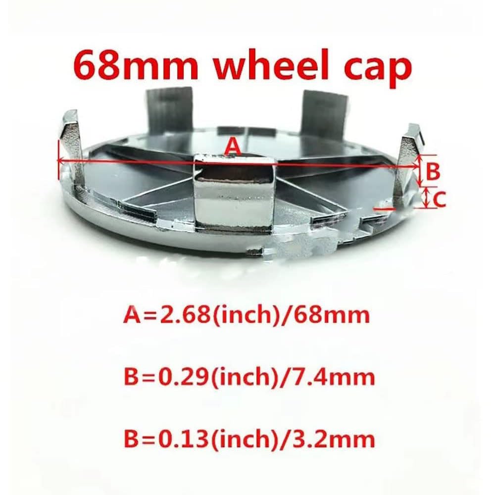 KAnduo 4 Piezas Coche Rueda Tapas Centrales Compatible con para BBS 56MM 60MM 65MM 68MM,68mm-Plaid