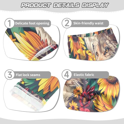 Toddler Girls Leggings Printed Yoga Pants Leggings Sunflowers Wolfs for Kids3