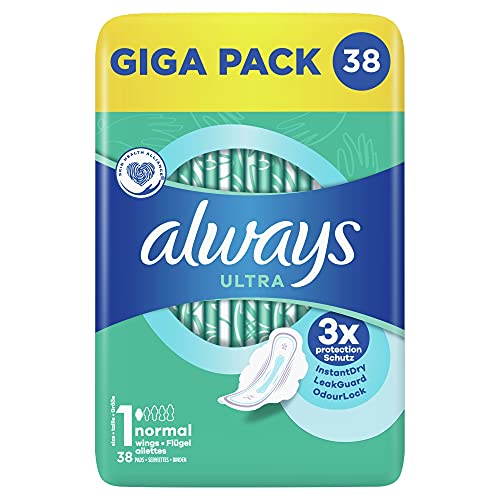 Always Ultra Sanitaria Normal (S1) con Alas x38 Super Absorbente y Ultra Delgada, para la...