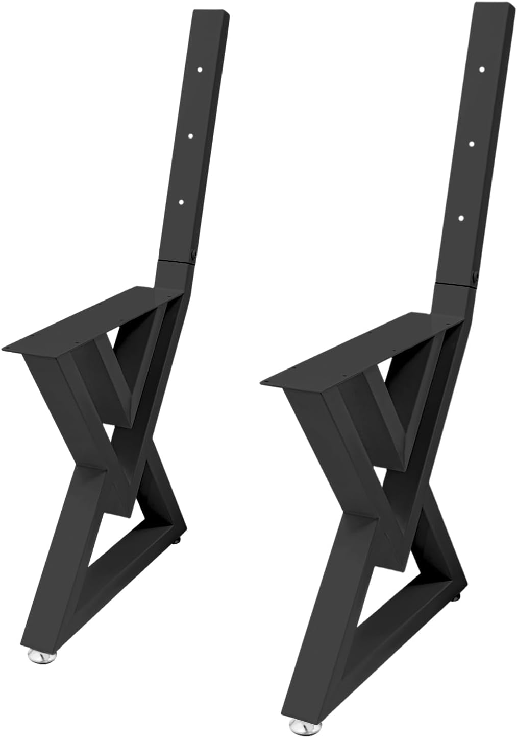 Bench Legs, Set of 2 Heavy Duty Metal Bench Legs for Outdoor Indoor Benches – Black Triangular Steel Support with Backrest Bracket, 440 lbs Load Capacity, Square Metal Leg Bench Base