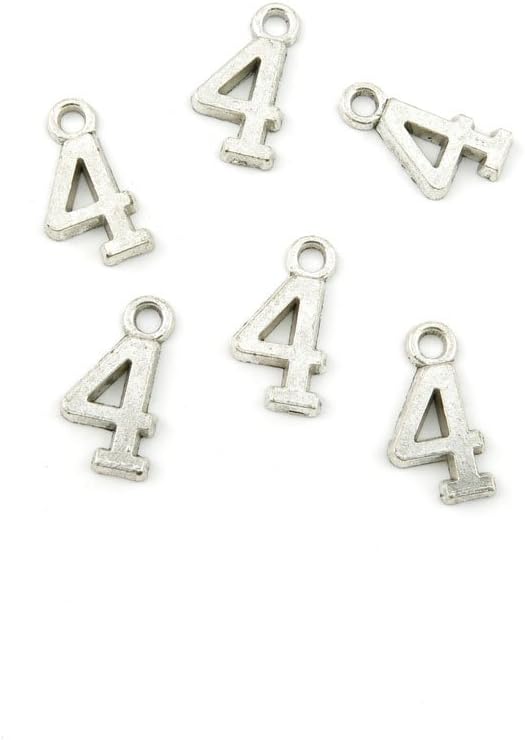 570 Pieces Antique Silver Tone Jewelry Making Charms T0YJ7 Numbers 4 Pendant Ancient Findings Craft Supplies Bulk Lots