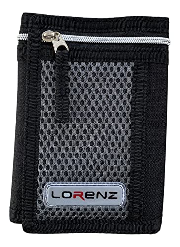 Lorenz Men's 3 Fold Canvas Sports Wallet Casual Black