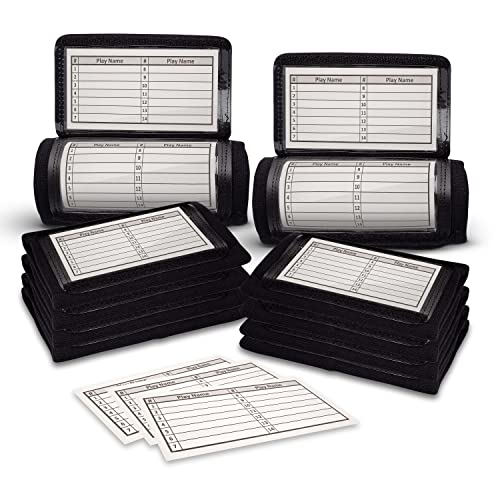 gsm brands quarterback qb play wristband - youth size - pro football armband playbook - 10 pack black