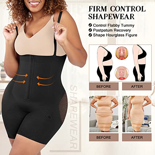 Popilush Shapewear Butt Lifter Tummy Control Body Shaper Hip Enhancer Back Support Thigh Slimming Belly Black Medium-Large #TOP1