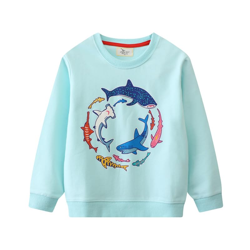 Toddler Boys Cute Luminous Shark Print Sweater Round Neck Long Sleeve Autumn Pullover Top