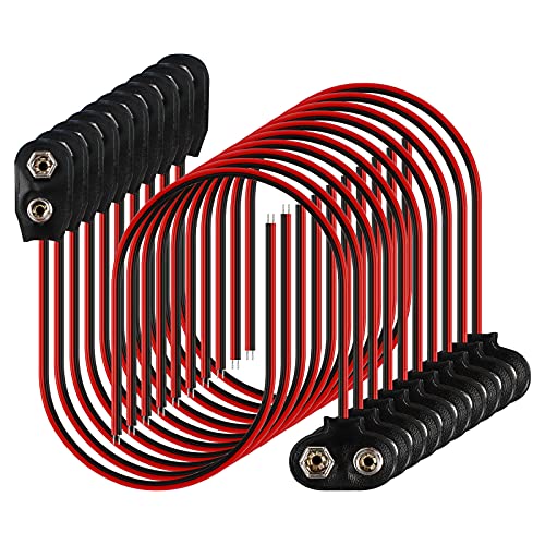 40 Piezas Conector de Clip de batería Conector Pila 9V T Tipo + I Tipo con Cable Conexión 15cm Clip de Batería de 9V Negro Carcasa de Plástico Accesorios de iluminación Cover