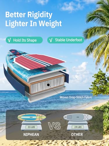 Image of Niphean Inflatable Stand Up Paddle Board with SUP Accessories, Anti-Slip EVA Deck, 10'6'' Inflatable Paddle Boards for Adults & Youth of All Skill Levels