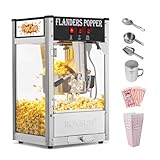 ROVSUN Popcorn Machine with 8 Ounce Kettle Makes Up to 32 Cups, Commercial Popcorn Machine Countertop Popcorn Maker w/Stainless Steel Scoop, Oil Spoon & 3 Popcorn Cups for Home Movie Theater, ETL