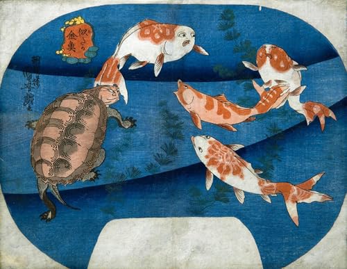 Tableau toile poisson rouge Utagawa Kuniyoshi 60x90cm decoration murale