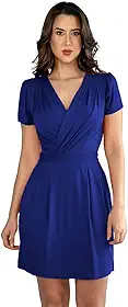 Vestido Curto Decote Transpassado Envelope Soltinho Acinturado Manga Curta Casual Elegante