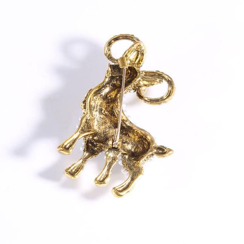 Image of Opexicos 2Pcs Fashion Alloy Pearl Goat Brooch Cute Animal Brooches Clothing Accessories Children's Holiday Gift