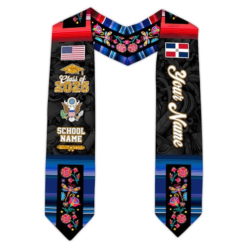 MonkeyVan Custom Dominican Sash Graduation, Dominicans Flag Graduation Sash 2025, Dominican Republic Graduation Stole Style 7