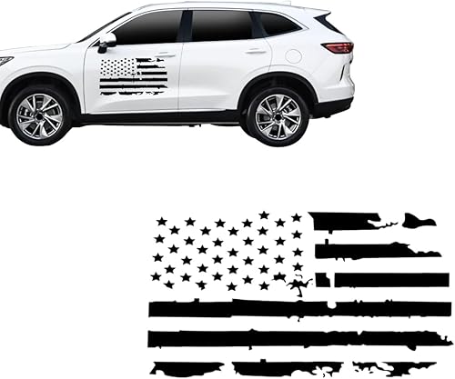 Calcomanía de bandera estadounidense envejecida de 23.6''x11.8'' para puerta de automóvil, calcomanía patriótica gráfica de la bandera de Estados