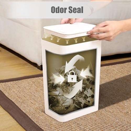 image for Tipgo Bathroom Trash Can With Lid, 10 Liter/ 2.6 Gallon Slim Garbage C