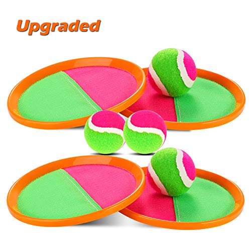 Qrooper Self-Stick Toss and Catch Game Set, Paddles and Toss Ball Sports Game