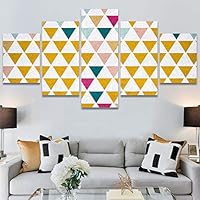 SIGNWIN 5 Panel Canvas Wall Art Modern Art Contemporary Dramatic Geometric Mixed Media Multicolor Patterns for Home Decorations Ready to Hang - 60
