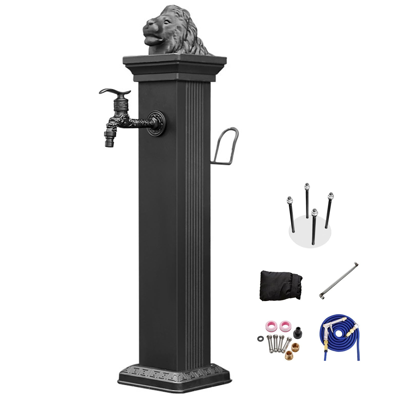 Tyyckj Aluminum Garden Water Column With Faucet, Freestanding Hydrant Water Tap, Decorative Lion Head Yard Hydrant For Backyard Irrigation And Washing